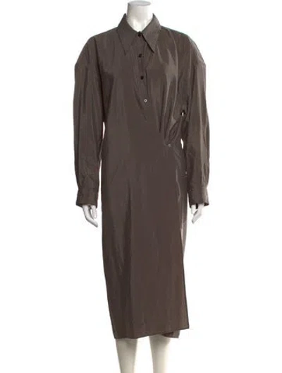 Pre-owned Lemaire Silk Midi Length Dress W/ Tags In Brown