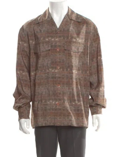 Pre-owned Lemaire Silk Plaid Print Shirt In Brown