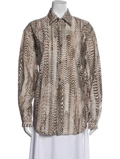 Pre-owned Lemaire Silk Printed Button-up Top W/ Tags In Multi