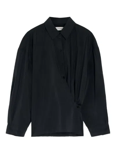 Lemaire Women Silk Shirt In Black
