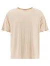 Lemaire Beige Silk T-shirt With Crew Neck And Short Sleeves In Neutral