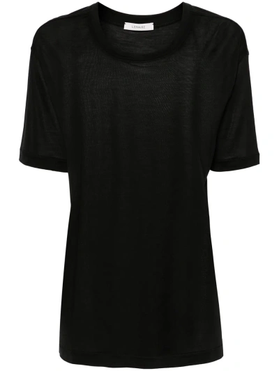 Lemaire Drop-shoulder Silk T-shirt In Black