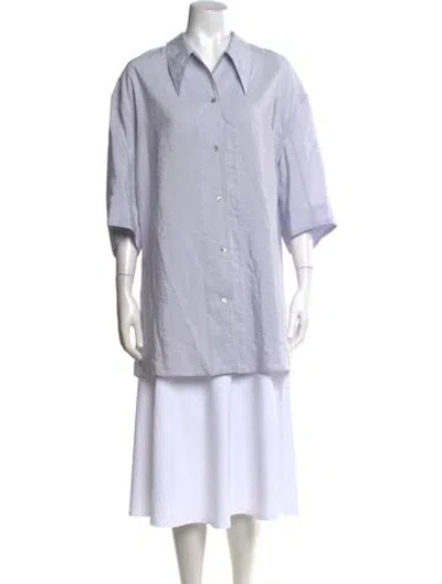 Pre-owned Lemaire Silk Three-quarter Sleeve Button-up Top In Blue