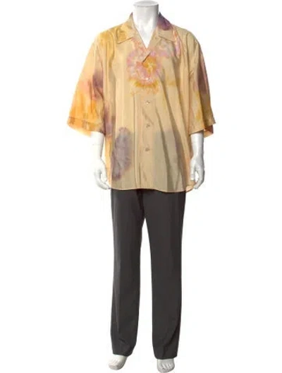 Pre-owned Lemaire Silk Tie-dye Print Shirt W/ Tags In Yellow
