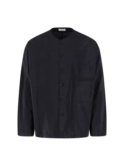 Lemaire Silk-blend Shirt For Men In Blue