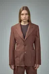 Lemaire Single-breasted Blazer In Brown