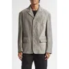 Lemaire Single Breasted Suede Jacket In Gray