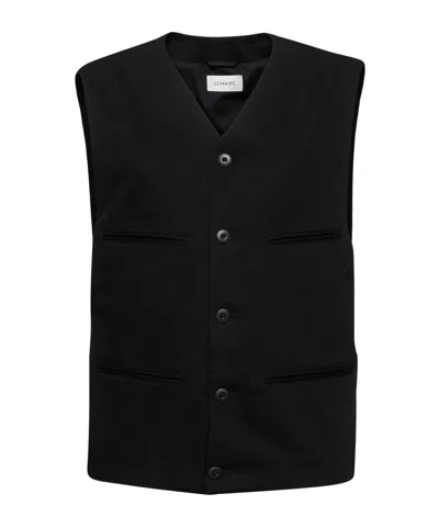 Lemaire Single-breasted Vest In Black