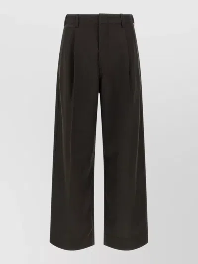 Lemaire Straight-leg Pleated Woven Trousers In Brown