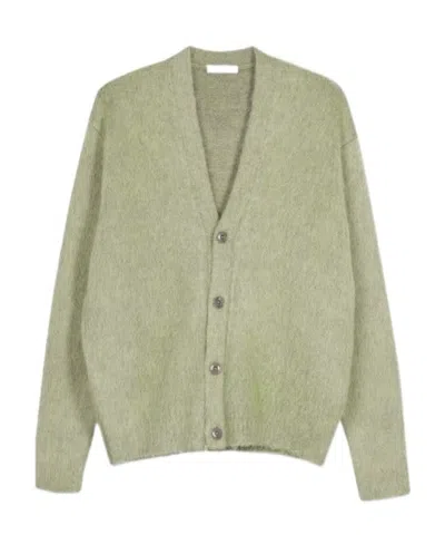 Lemaire Single-breasted Knitted Cardigan In Green