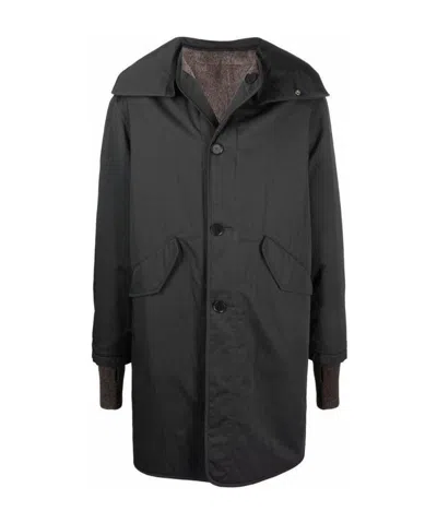 Lemaire Single-breasted Parka Coat In Black
