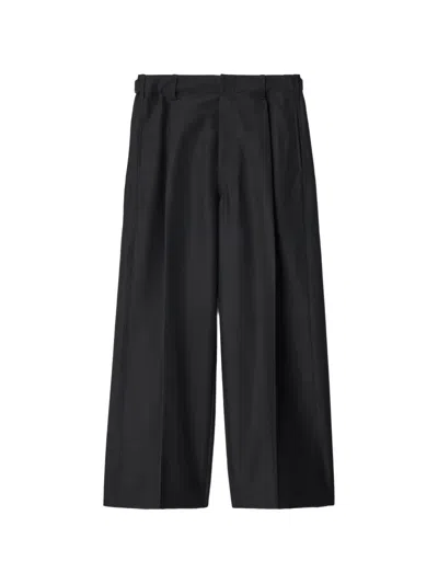 Lemaire Single-pleat Tailored Pants In Wool And Mohair Cloth In Black