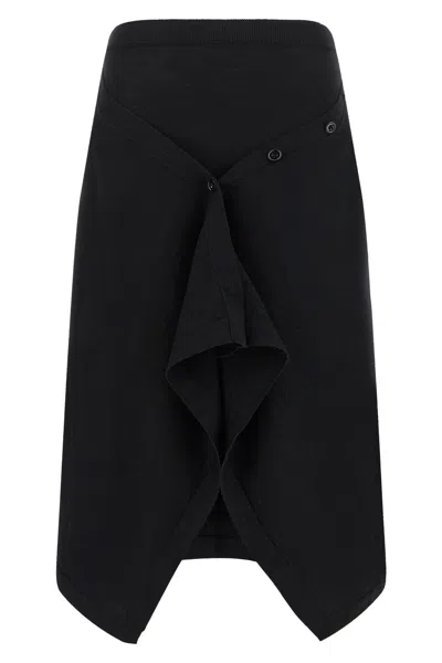 Lemaire Skirt With Asymmetric Buttoned Drape In Black