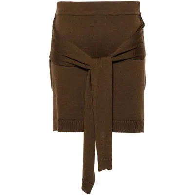 Lemaire Trompe L'ail Wool-blend Miniskirt In Brown