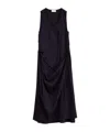 Lemaire Draped Midi Dress With Side Tie Details In Black