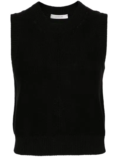Lemaire Sleeveless Cropped Vest In Black