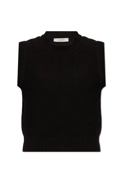 Lemaire Sleeveless Crewneck Knitted Vest In Black