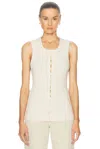 Lemaire Sleeveless Cardigan In Light Cream