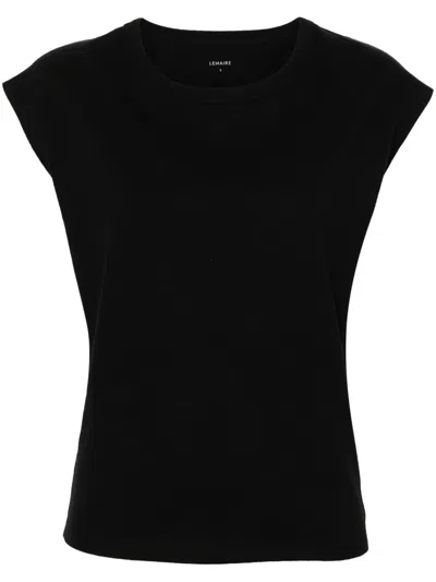 Lemaire Cap Sleeve Linen Blend T-shirt In Black