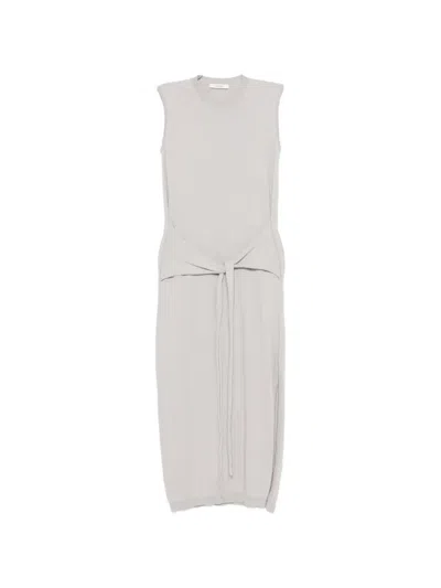 Lemaire Sleeveless Knotted Midi Dress In Gray