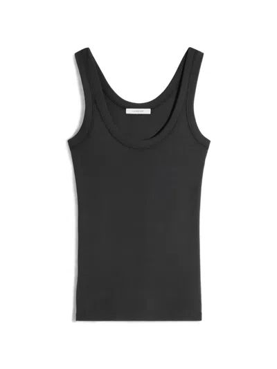 Lemaire Sleeveless Ribbed Cotton Top In Black