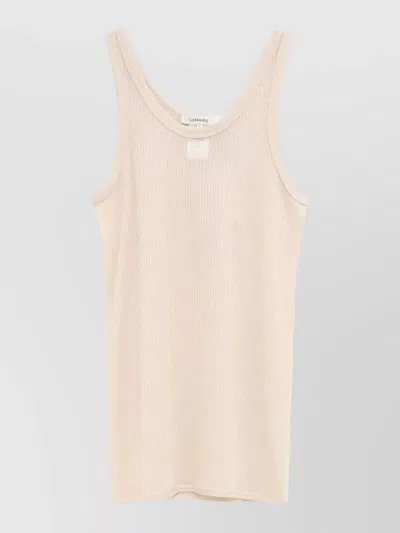 Lemaire Sleeveless Ribbed Scoop Neck Silk Top In Nude