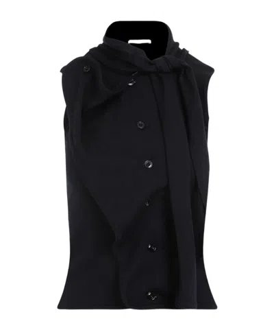 Lemaire Sleeveless Wool Knitted Cardigan In Black