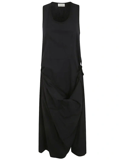 Lemaire Sleeveless Wrap Dress In Navy Blue