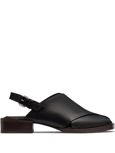 Lemaire Slingback Square Toe Sandals In Black