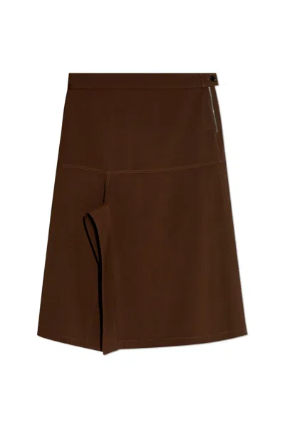 Lemaire Slit Detailed Skirt In Br485 Kobicha Brown