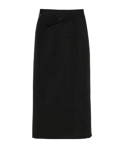 LEMAIRE LEMAIRE SLITED STRAIGHT HEM MIDI SKIRT