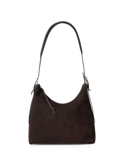 Lemaire Small Belted Bag In Suede Leather In Black