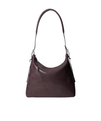 Lemaire Small Belted Hobo Bag In Leather In Burgundy