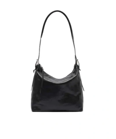 Lemaire Small Belted Leather Tote Bag In Black