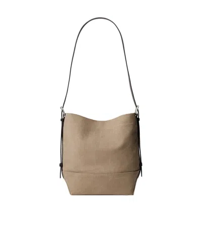 Lemaire Small Belted Tote Bag In Cotton Canvas In Brown