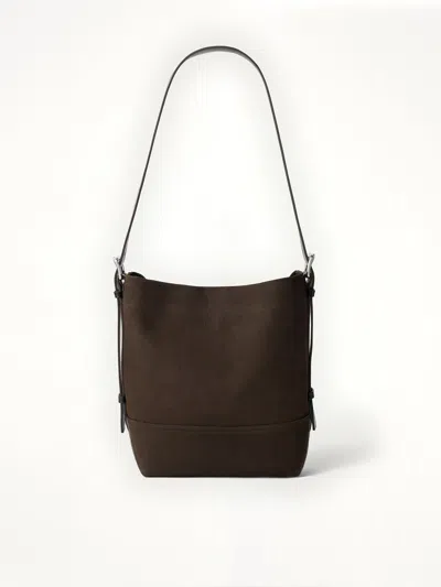 Lemaire Small Belted Tote Alpaca Nubuck In Brown