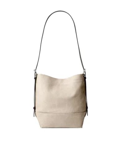 Lemaire Small Belted Tote Bag In Neutral