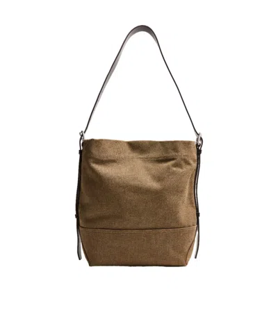 Lemaire Small Belted Tote Bag In Brown
