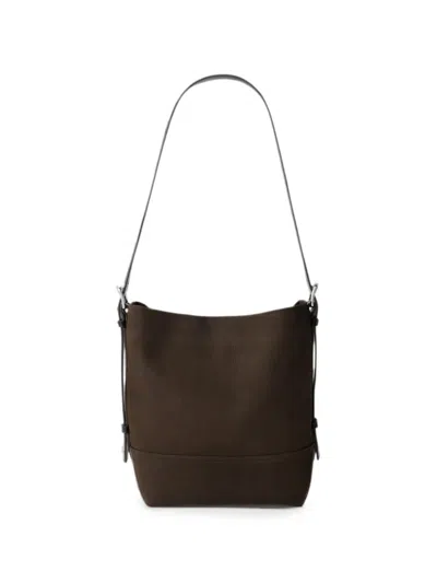 Lemaire Small Belted Tote Bag In Alpaca Nubuck In Brown