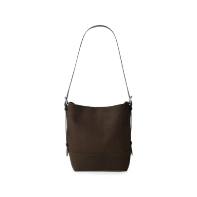Lemaire Small Belted Tote Bag In Alpaca Nubuck In Brown