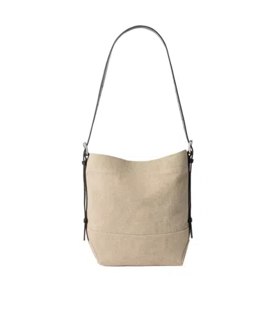 Lemaire Small Belted Tote Bag In Heavy Eco Cotton Canvas In Neutral