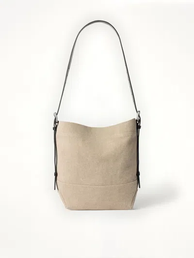 Lemaire Small Belted Tote Cotton Canvas In Beige