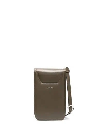 Lemaire Small Calepin Leather Crossbody Bag In Green