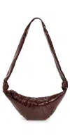Lemaire Croissant Small Paneled Coated-canvas Shoulder Bag In Chocolate Fondant
