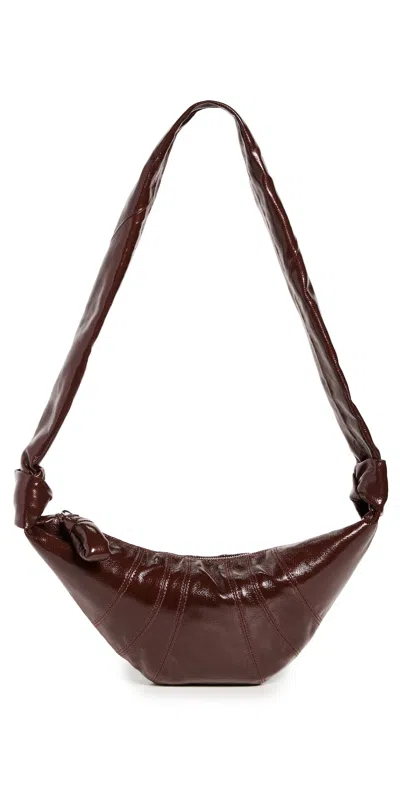 Lemaire Croissant Small Paneled Coated-canvas Shoulder Bag In Brown
