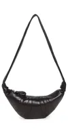 Lemaire Small Croissant Coated Cotton Bag In Dark Chocolate