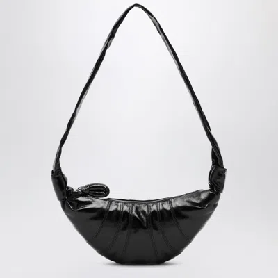 Lemaire Small Croissant Bag In Black Coated Cotton