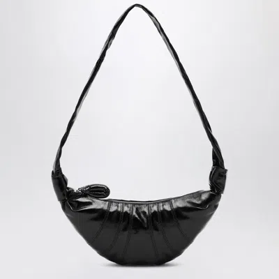 Lemaire Small Croissant Bag In Black Coated Cotton