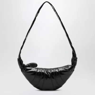 Lemaire Small Croissant Bag In Black Coated Cotton Women