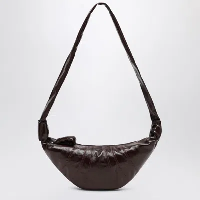 Lemaire Small Croissant Bag In Brown Coated Cotton